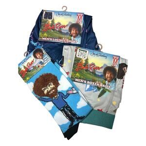 NWT Bob Ross 3pc Set Joy of Painting Lounge Shorts Boxer Briefs Socks Sz: Medium